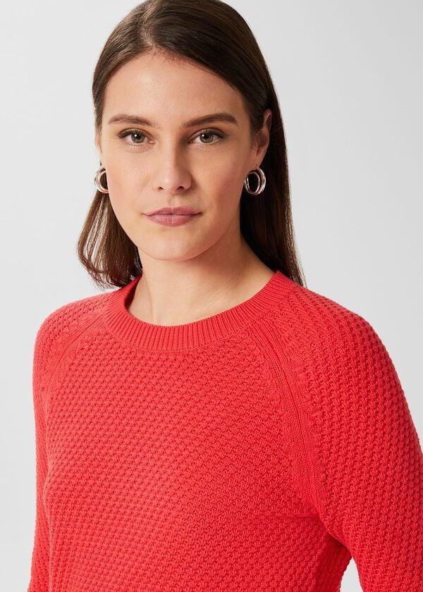 Hobbs Lucie Cotton Jumper Deep Coral