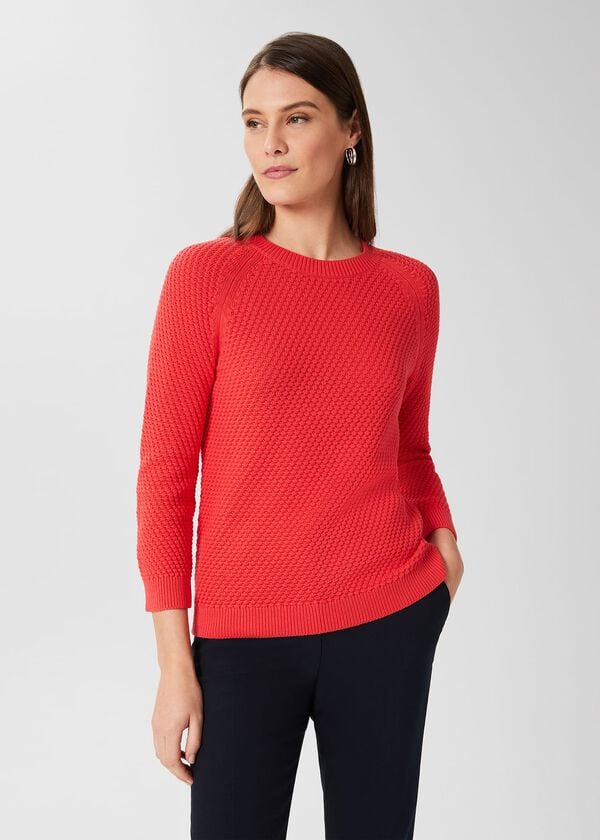 hobbs Lucie Cotton Jumper Deep Coral