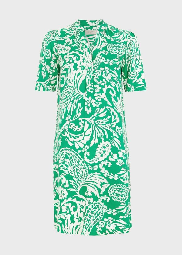 Hobbs Lucille Dress Green Ivory