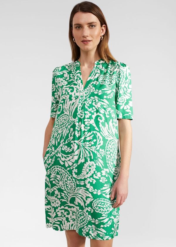 Hobbs Lucille Dress Green Ivory