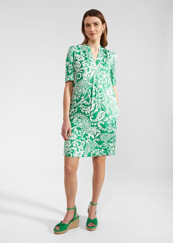 hobbs Lucille Dress Green Ivory