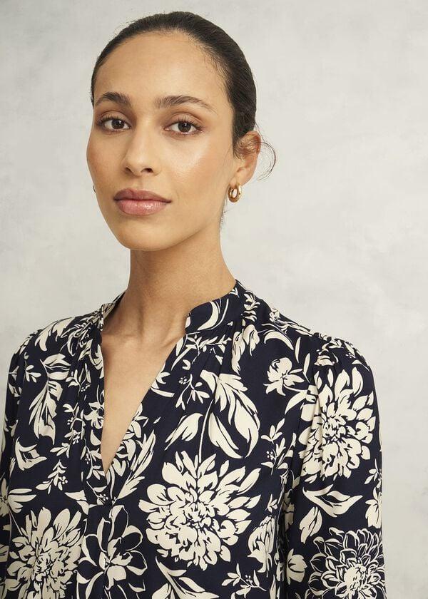 Hobbs Lucille Dress Navy Cream