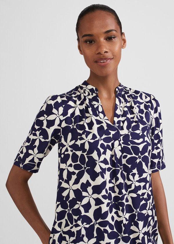 Hobbs Lucille Tunic Dress Navy Cream