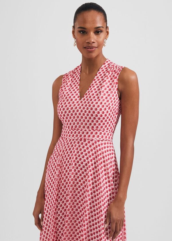 Hobbs Lucy Printed Fit And Flare Dress Ivory Multi
