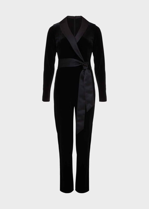 Hobbs Luisa Velvet Jumpsuit Black