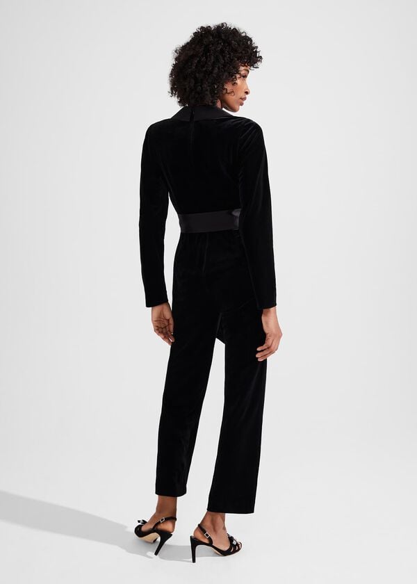 Hobbs Luisa Velvet Jumpsuit Black