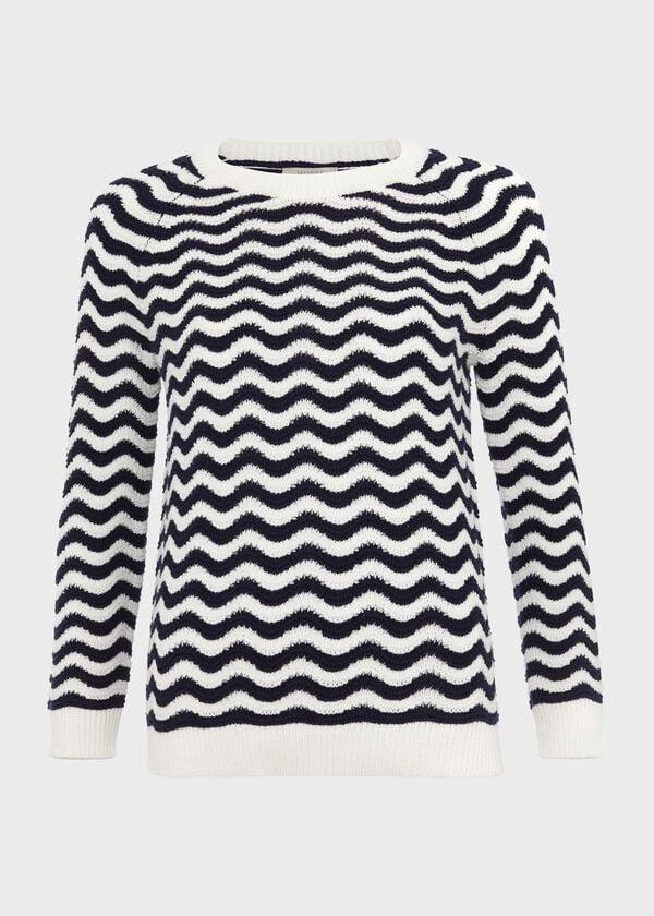 Hobbs Lulu Cotton Jumper Navy Ivory