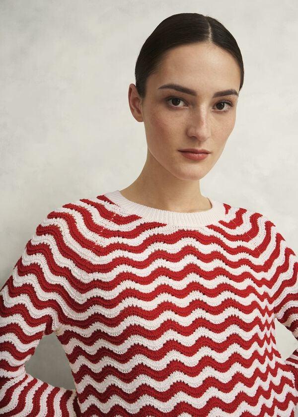 Hobbs Lulu Cotton Jumper Red Ivory
