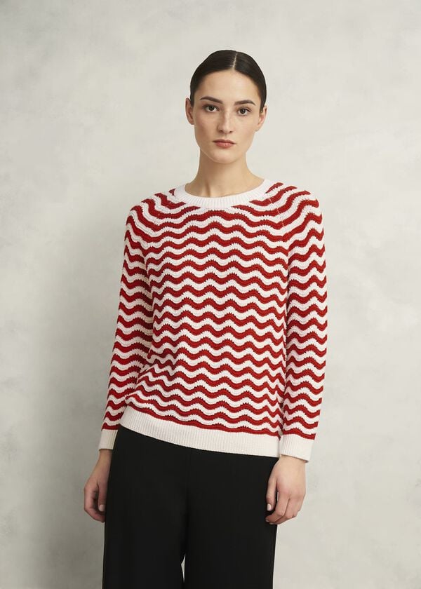 hobbs Lulu Cotton Jumper Red Ivory