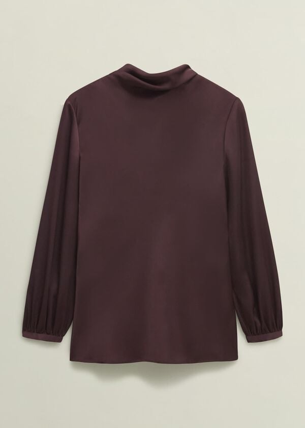 Hobbs Lulworth Satin Blouse Cocoa Brown