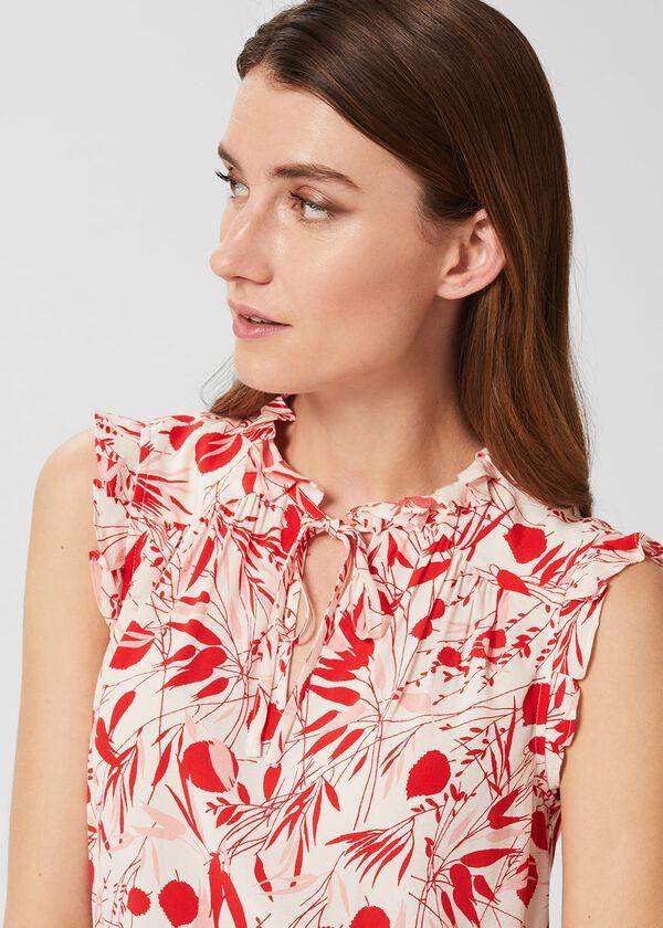 Hobbs Luma Printed Sleeveless Top Ivory Red
