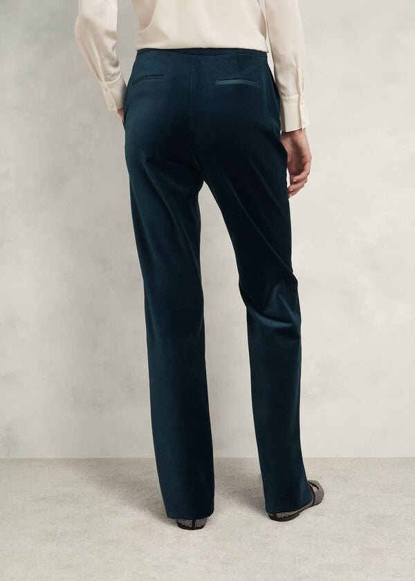 Hobbs Luna Velvet Straight Trousers Riverside Blue