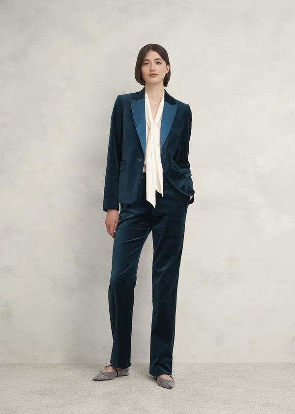 hobbs Luna Velvet Straight Trousers Riverside Blue