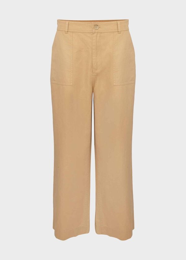 Hobbs Luzia Wide Leg Trousers With Linen Neutral
