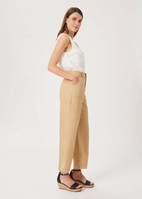 Hobbs Luzia Wide Leg Trousers With Linen Neutral