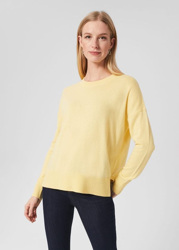 Hobbs Lydia Button Jumper With Cashmere Lemon Zest
