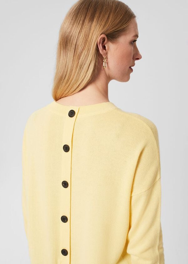 Hobbs Lydia Button Jumper With Cashmere Lemon Zest