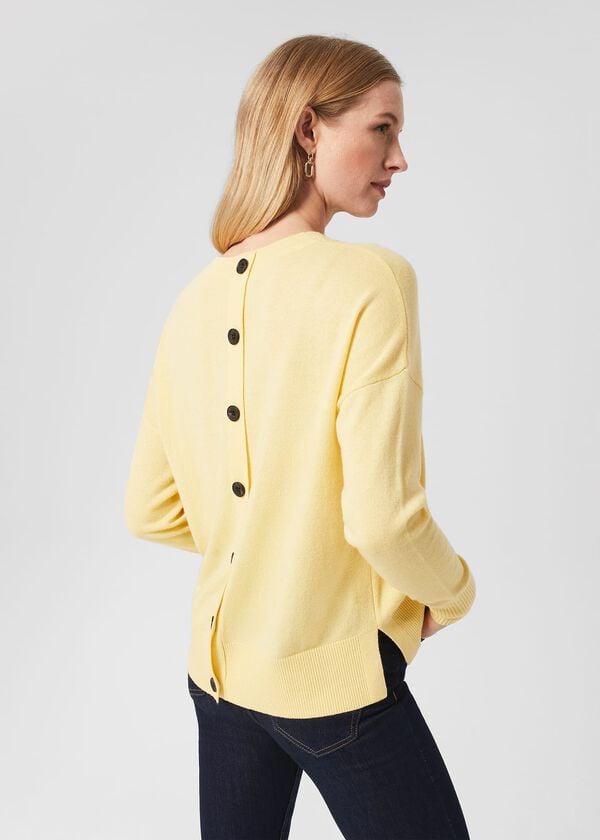 hobbs Lydia Button Jumper With Cashmere Lemon Zest