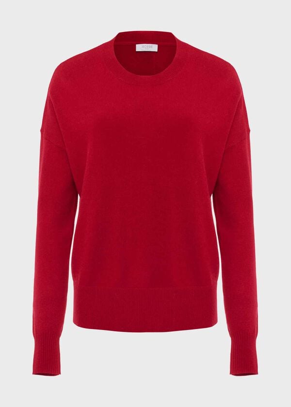 Hobbs Lydia Button Jumper With Cashmere Red