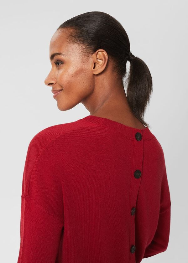 Hobbs Lydia Button Jumper With Cashmere Red