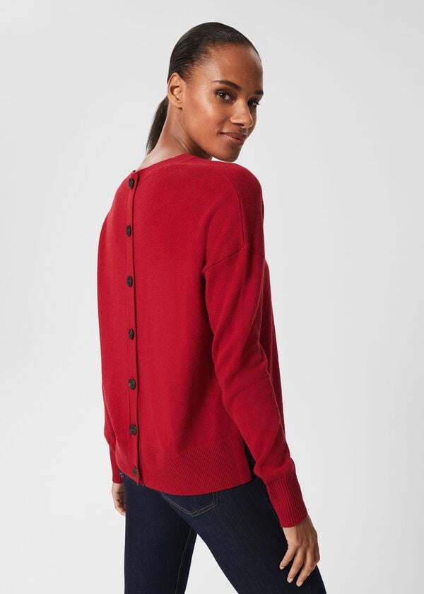 hobbs Lydia Button Jumper With Cashmere Red