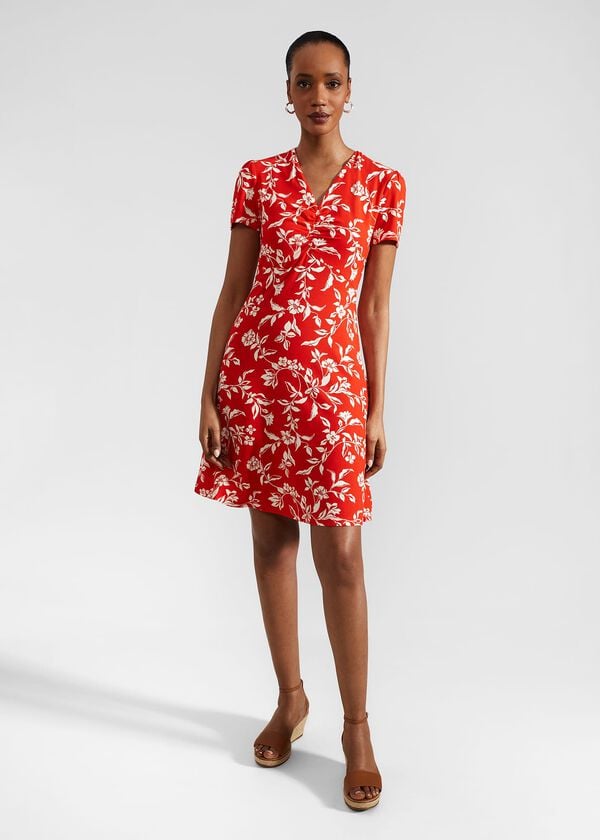 Hobbs Lydia Jersey Dress Red Buttercream