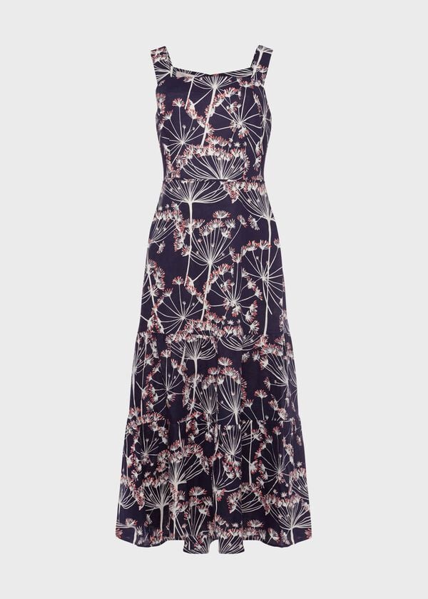 Hobbs Lynley Linen Dress Navy Multi