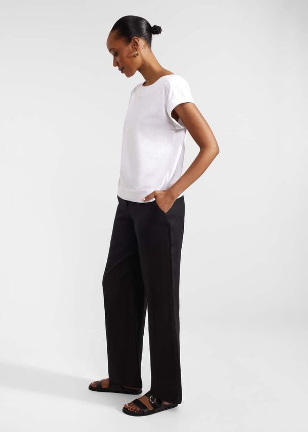 Hobbs Lynn Linen Trousers Black