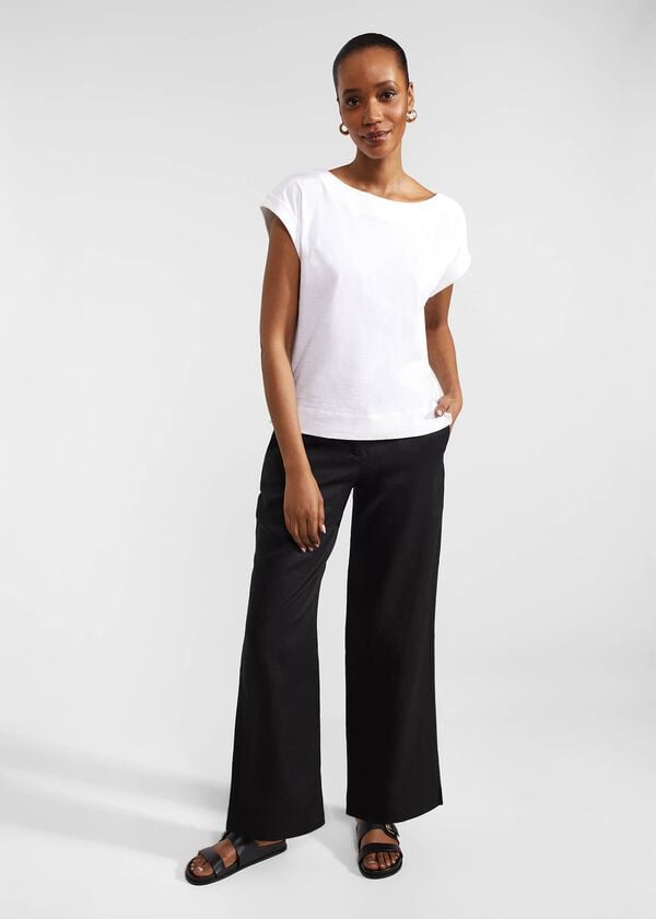 hobbs Lynn Linen Trousers Black