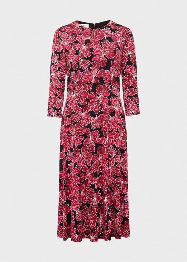 Hobbs Mabel Jersey Dress Black Pink
