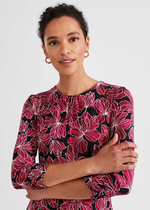 Hobbs Mabel Jersey Dress Black Pink