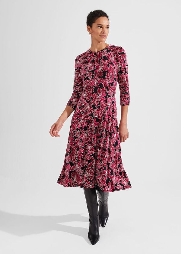 hobbs Mabel Jersey Dress Black Pink