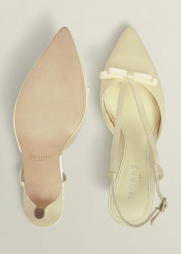 Hobbs Macie Bow Satin Slingbacks Pale Yellow