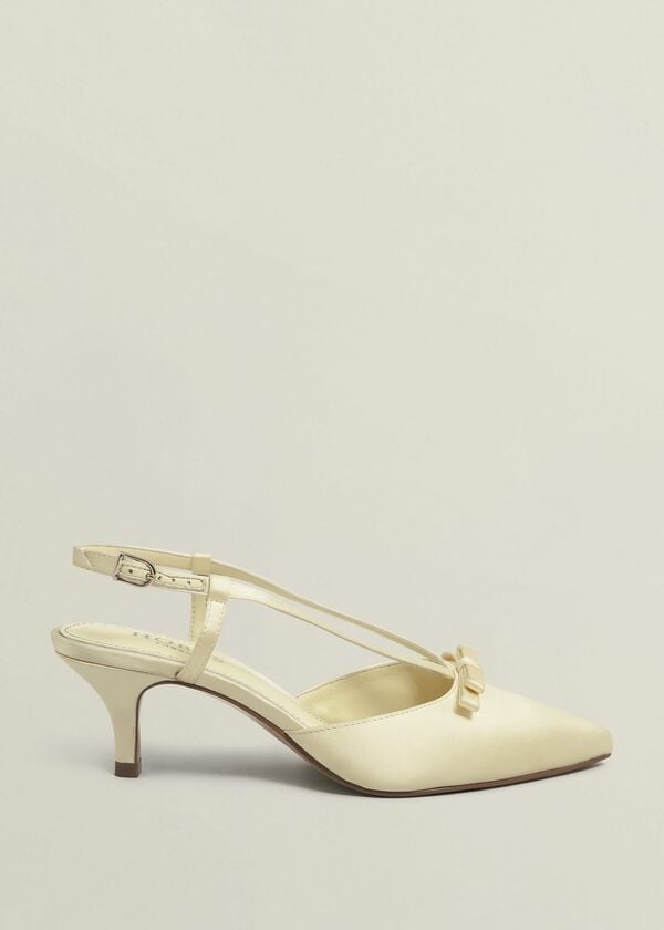hobbs Macie Bow Satin Slingbacks Pale Yellow