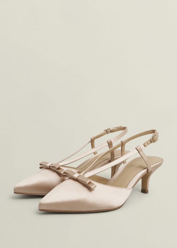 Hobbs Macie Satin Bow Slingbacks Warm Taupe