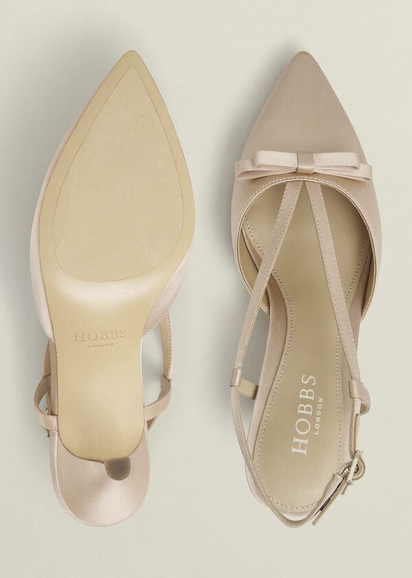Hobbs Macie Satin Bow Slingbacks Warm Taupe