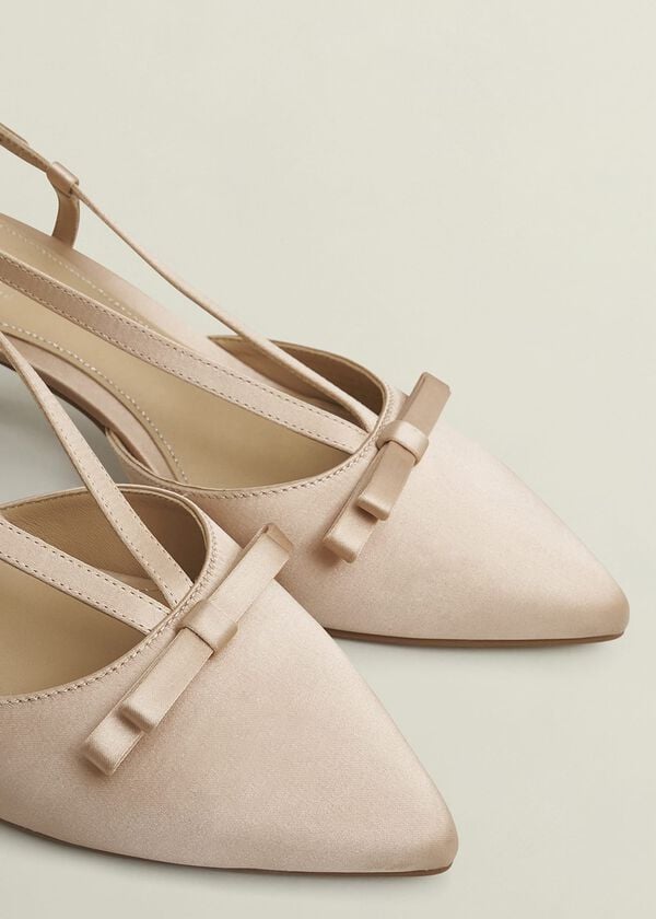 Hobbs Macie Satin Bow Slingbacks Warm Taupe