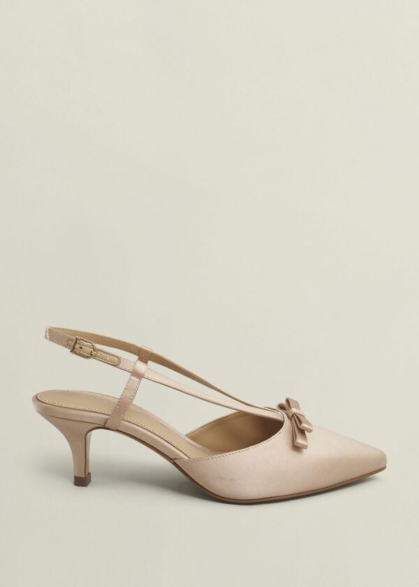 hobbs Macie Satin Bow Slingbacks Warm Taupe