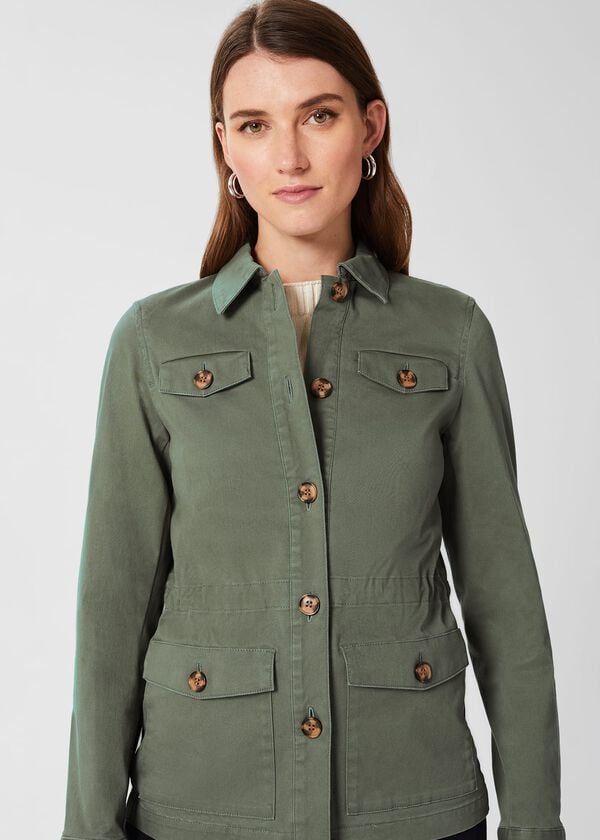 Hobbs Macy Cotton Blend Jacket Khaki