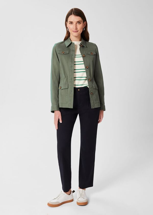 hobbs Macy Cotton Blend Jacket Khaki