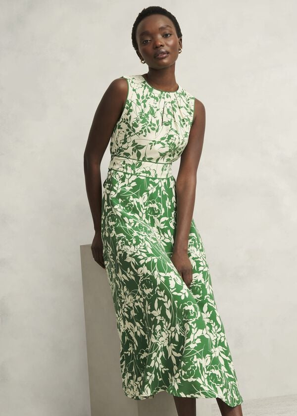 Hobbs Maddie Dress Green Cream