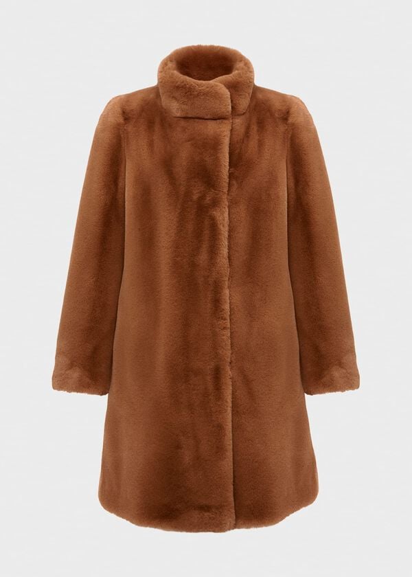 Hobbs Maddox Faux Fur Coat Camel