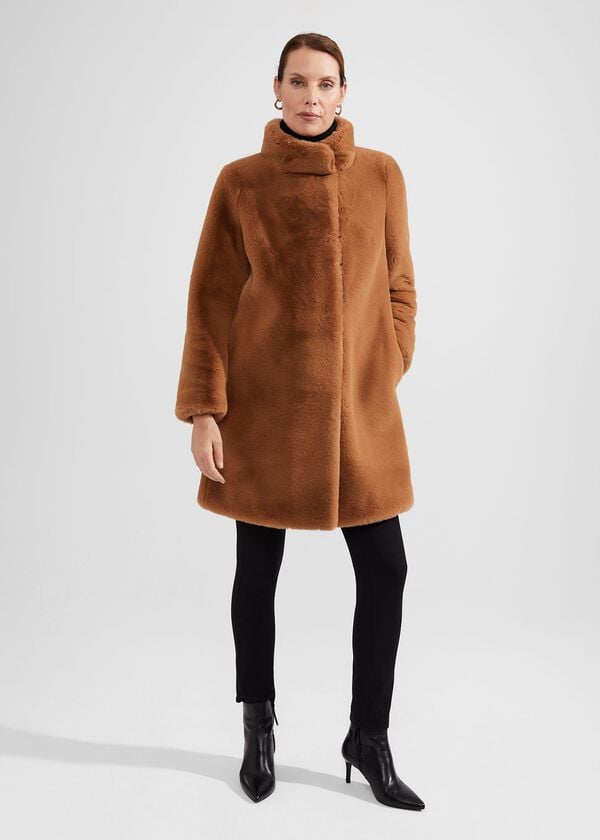 hobbs Maddox Faux Fur Coat Camel