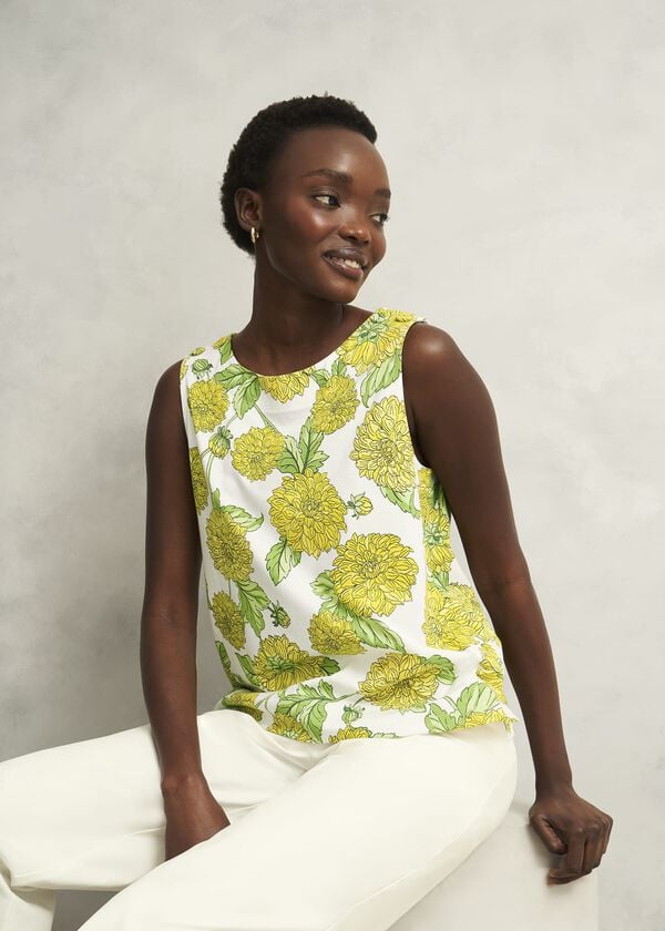 hobbs Maddy Cotton Printed Top Ivory Multi