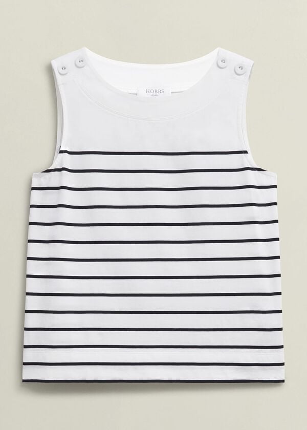 Hobbs Maddy Cotton Striped Top White Navy