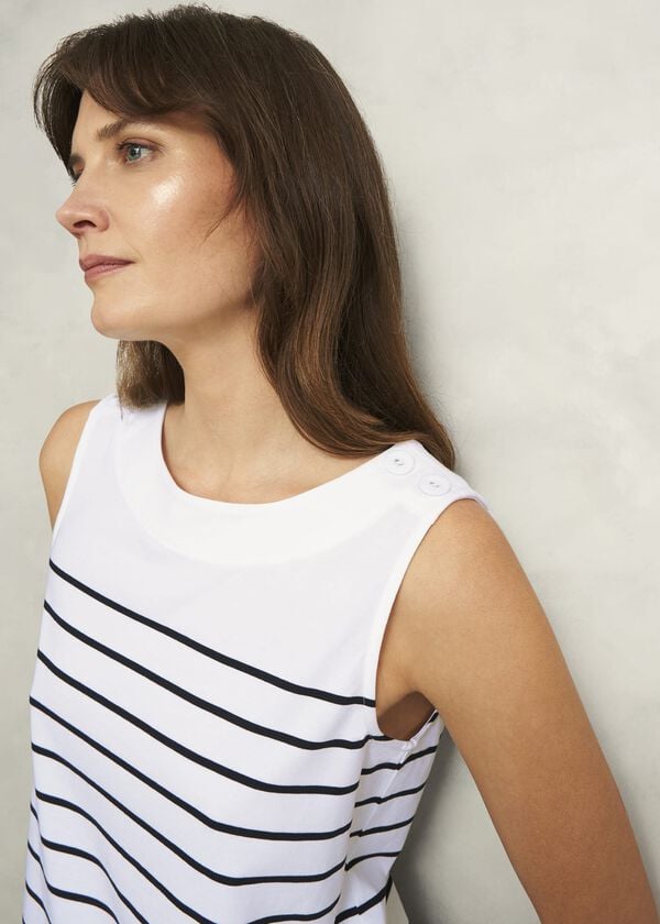 Hobbs Maddy Cotton Striped Top White Navy