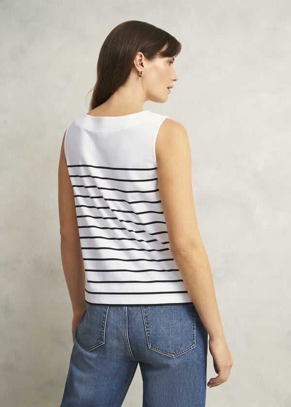 Hobbs Maddy Cotton Striped Top White Navy