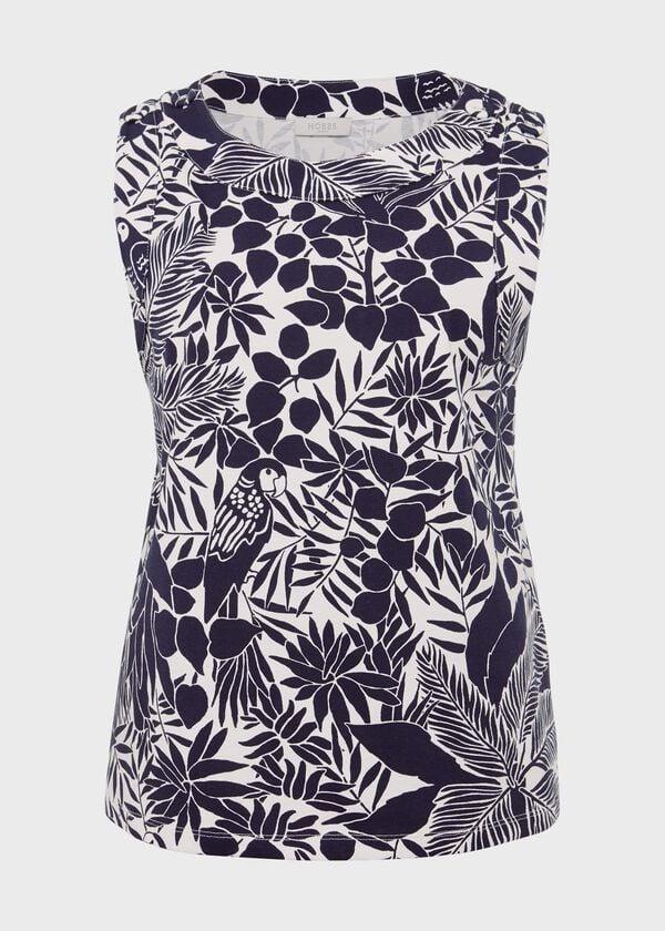 Hobbs Maddy Printed Top Ivory Navy
