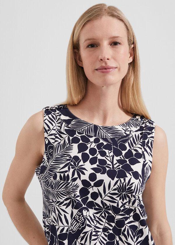 Hobbs Maddy Printed Top Ivory Navy
