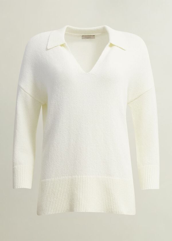 Hobbs Madelyn Cotton Blend Jumper Warm Ivory